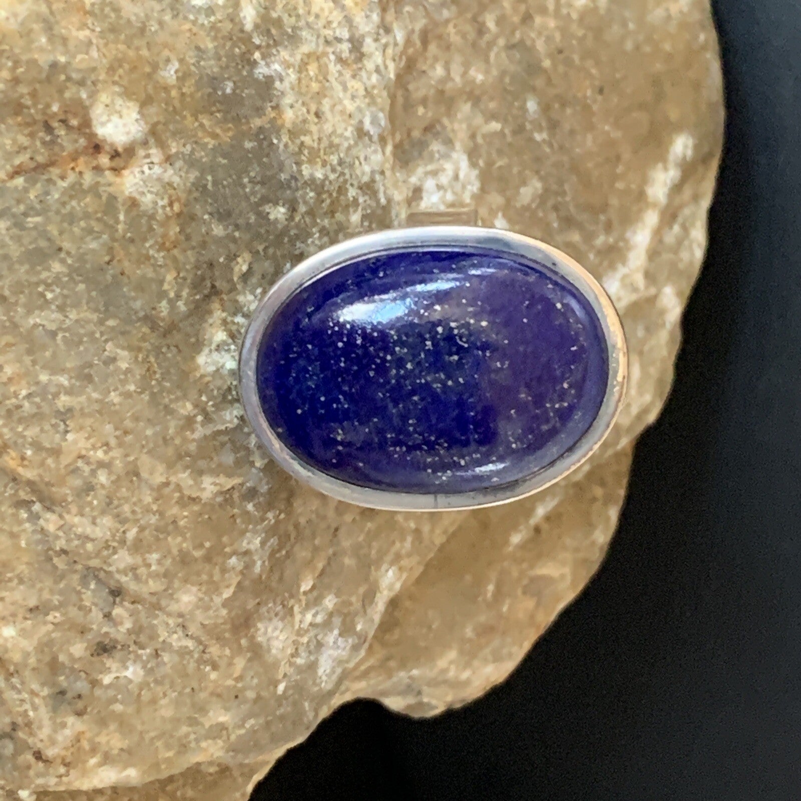 Men Blue Lapis Lazuli Navajo Sterling Silver Ring Size 7 10279