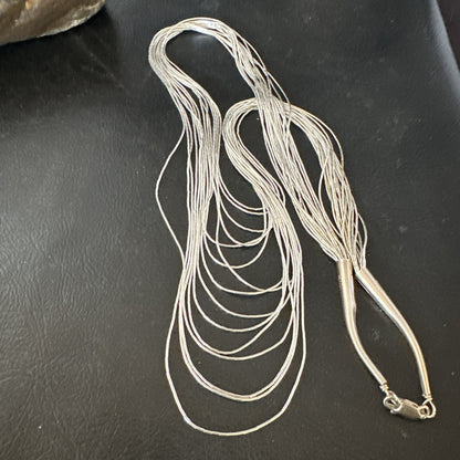 Graduated Bib Heishi Liquid All Sterling Silver 15S Necklace 24" 17242