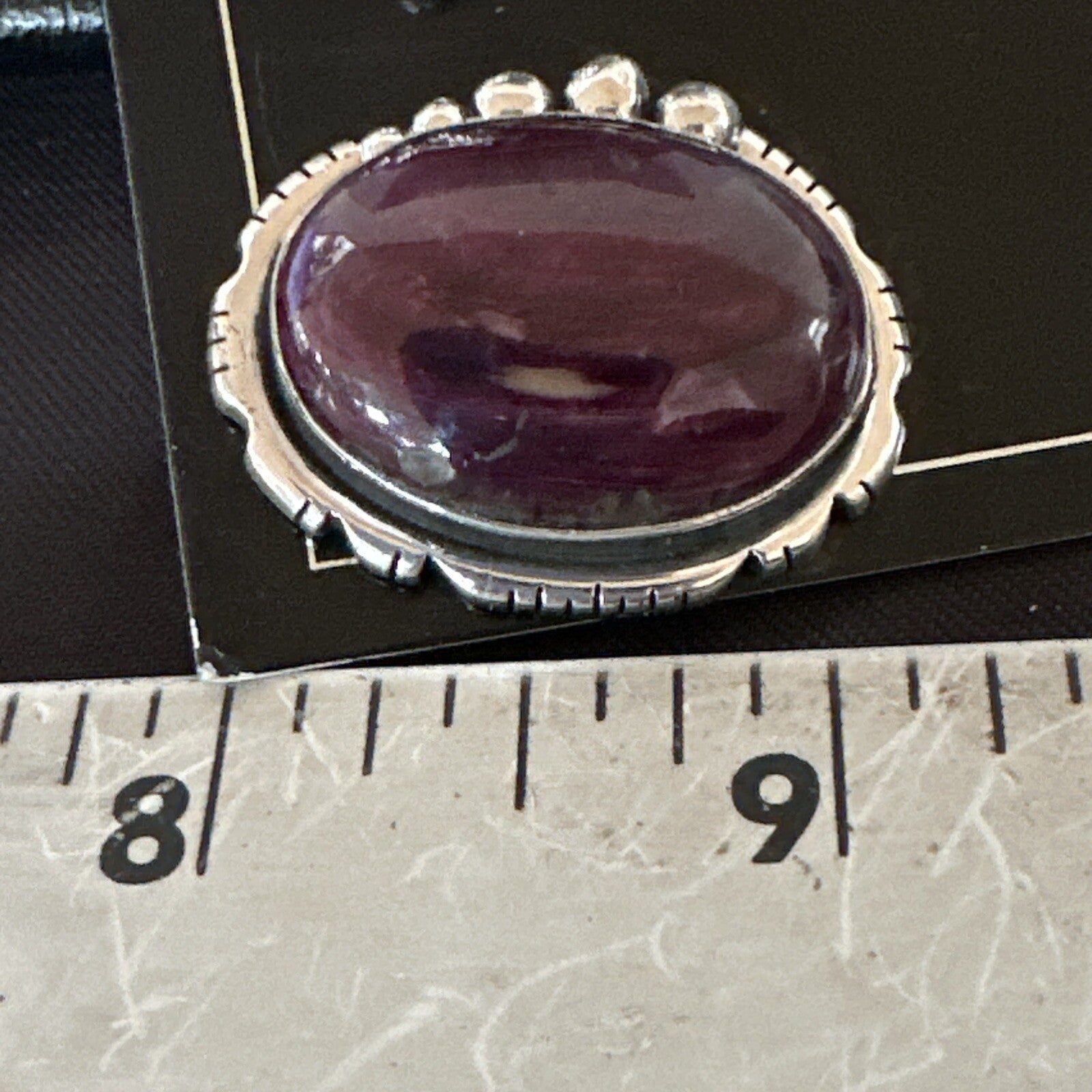 Purple Spiny Oyster Navajo Sterling Silver Stud Post Earrings 1" 18739
