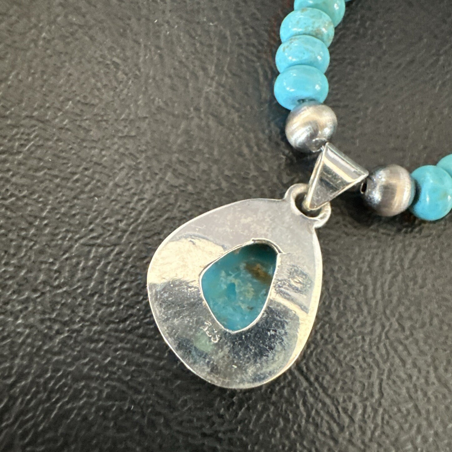WoMens Blue Kingman Turquoise Pendant Navajo Sterling Silver Necklace 21" 17965