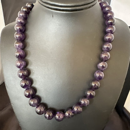 12mm Purple Amethyst Southwestern Sterling Silver Necklace 19” 18619