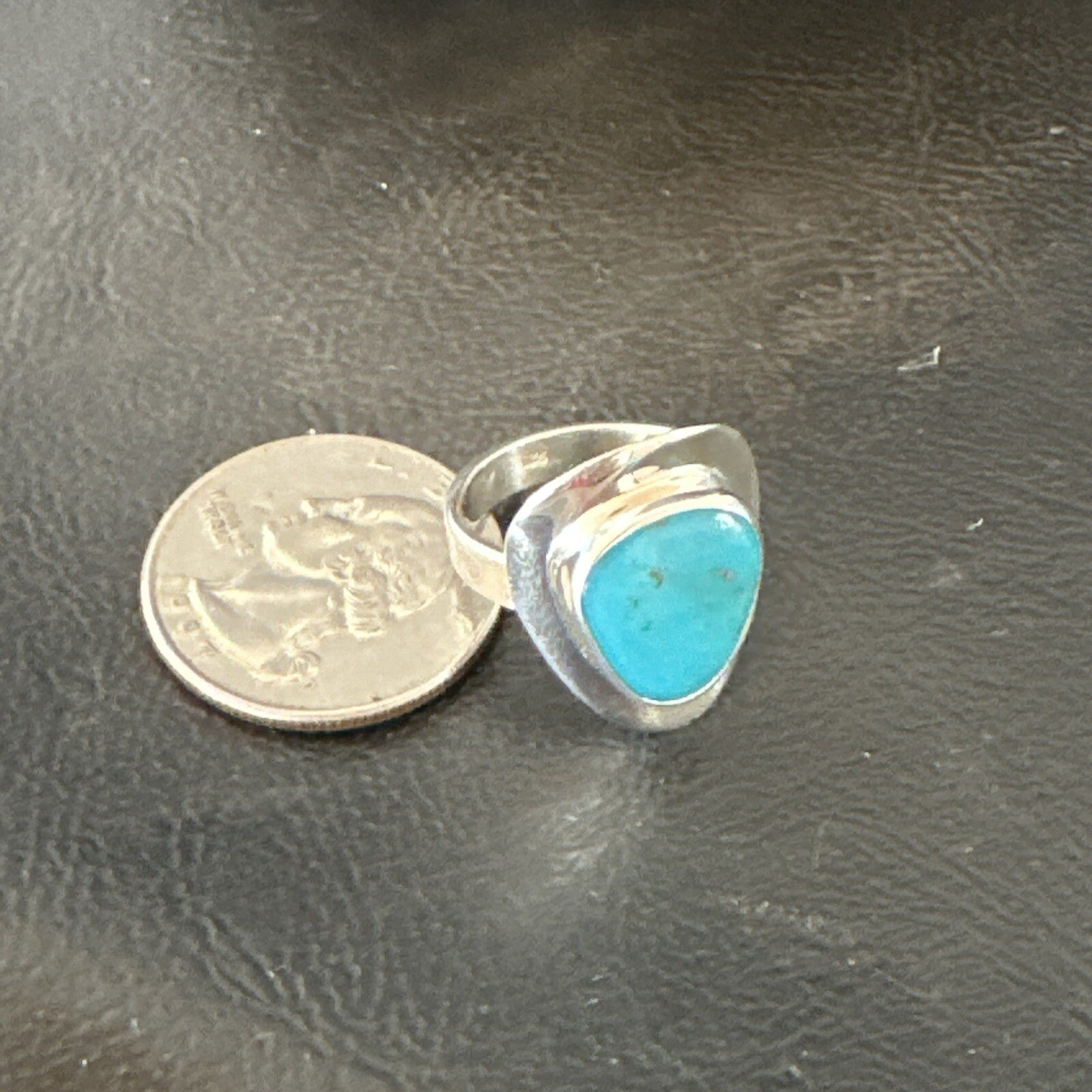 Southwestern Sterling Silver Blue Kingman Turquoise Ring Size 7 18505