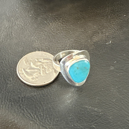 Southwestern Sterling Silver Blue Kingman Turquoise Ring Size 7 18505