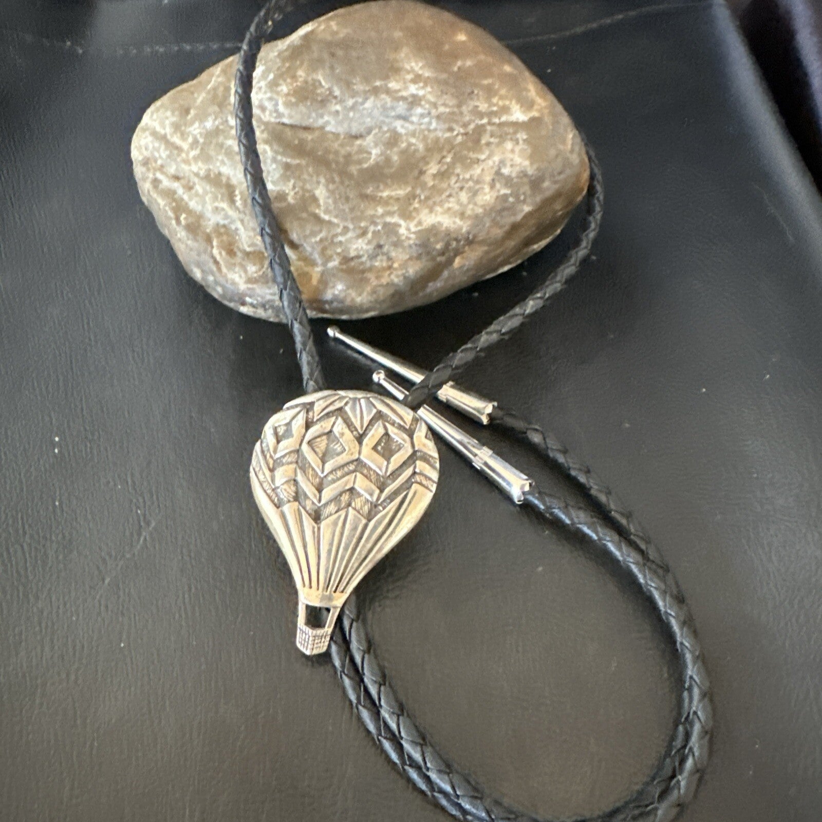Mens Hot Air Balloon Navajo Sterling Silver Bolo Tie 18774