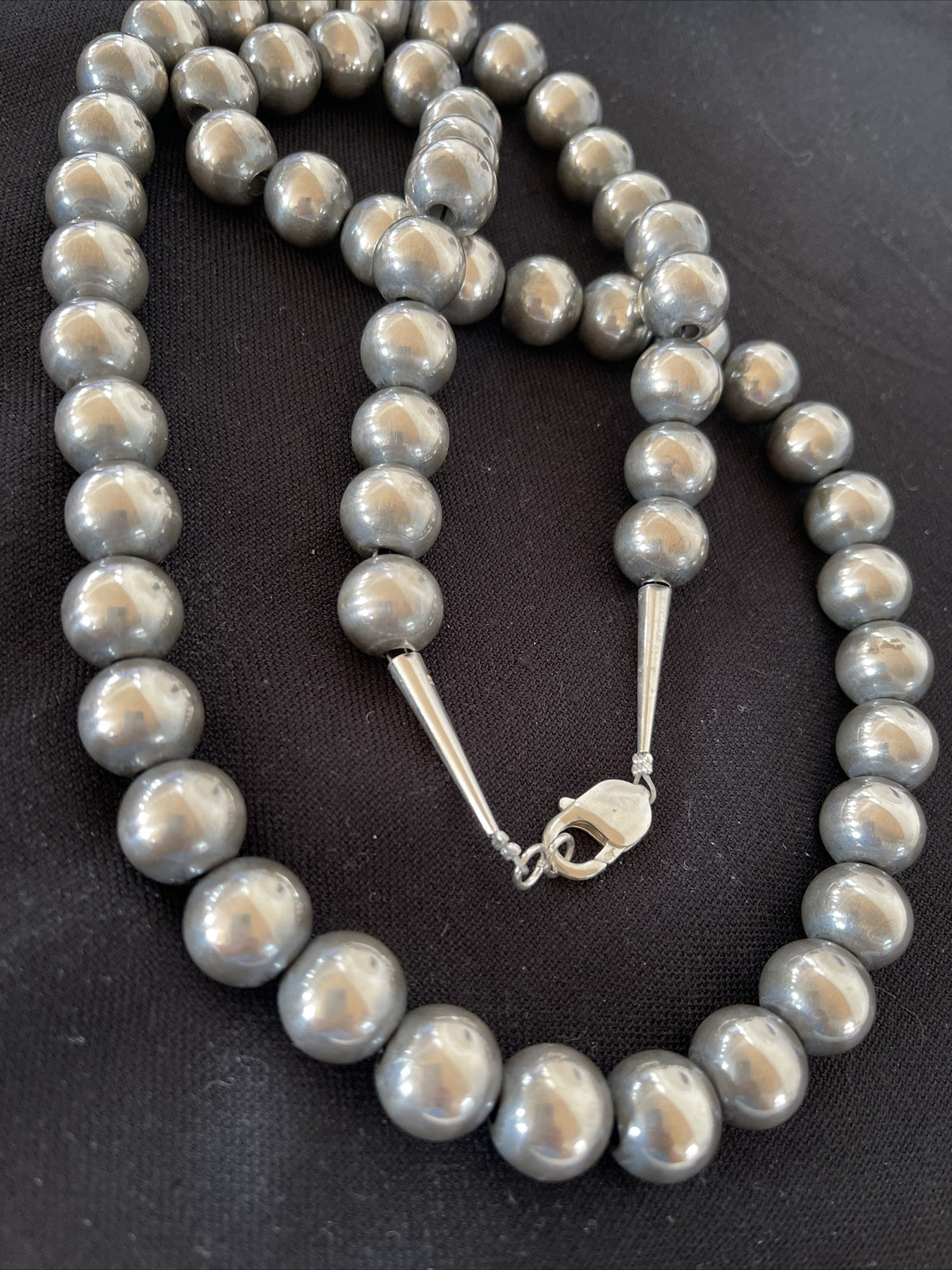 Native American 14mm Sterling Silver Navajo Pearls 28" Single-Strand Necklace