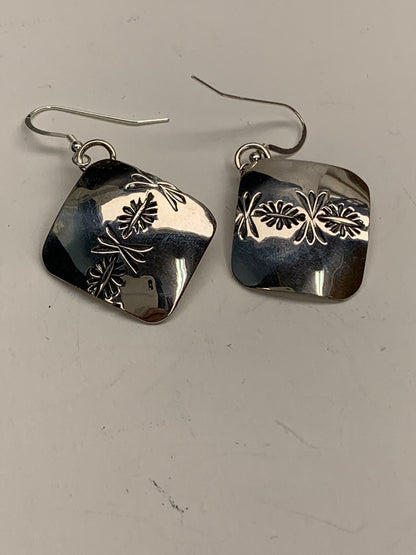 Native American Indian Navajo Stamped Sterling Silver Earrings 19756