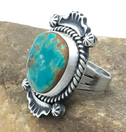 Royston Turquoise Navajo Sterling Silver Native American Ring Size 7 4184
