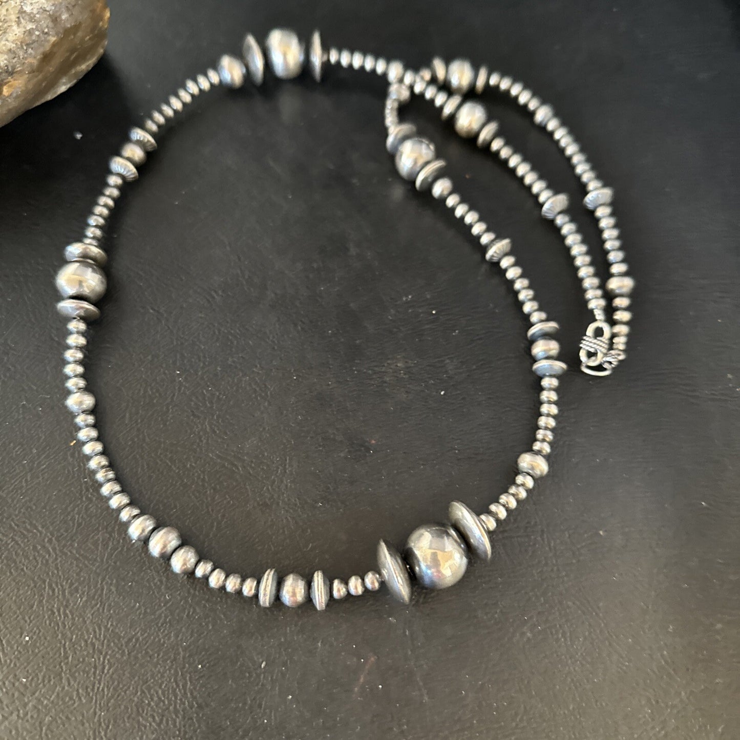 Native American Sterling Silver Beads  Mixed Beads 30" Necklace 92316