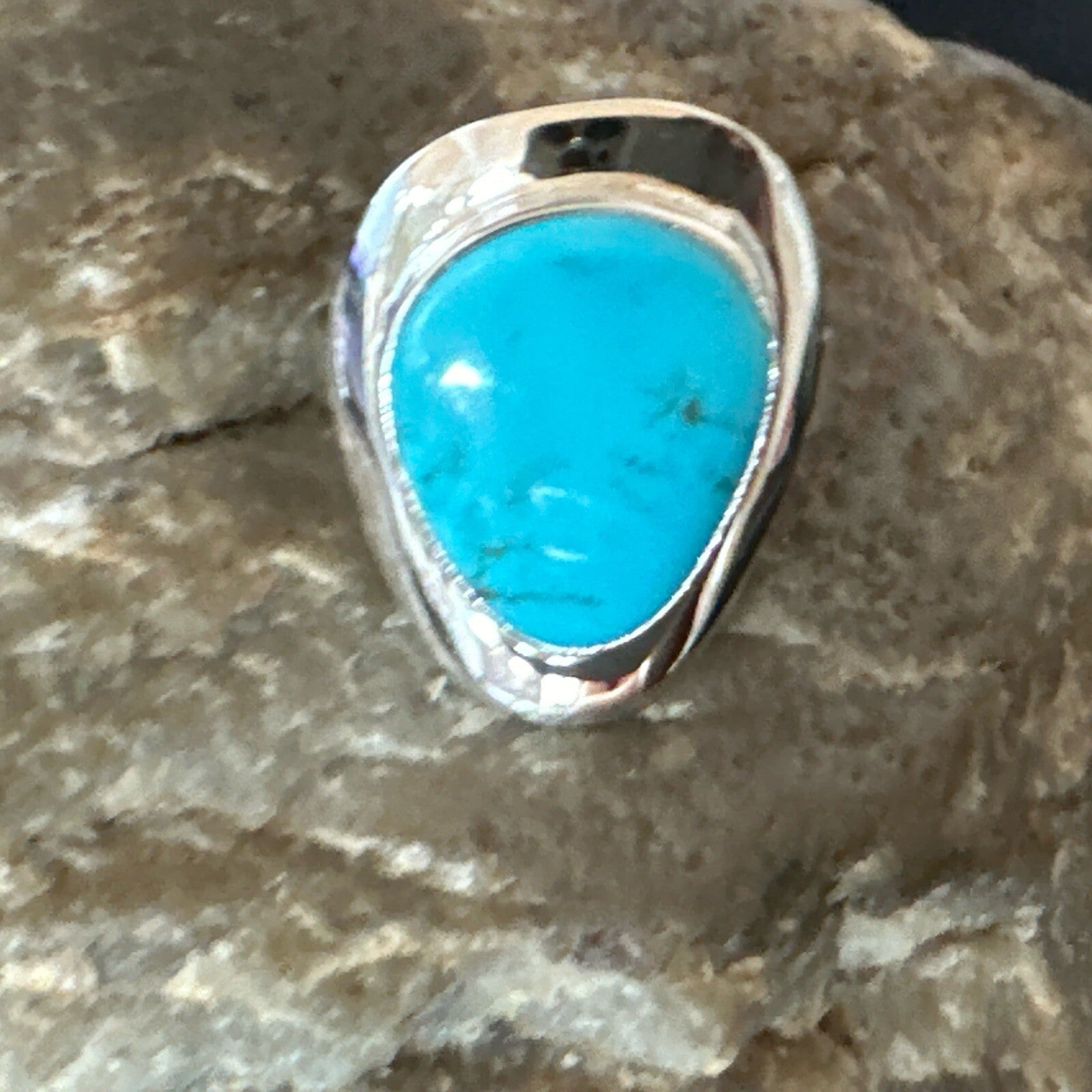 Southwestern Sterling Silver Blue Kingman Turquoise Ring Size 7 18512