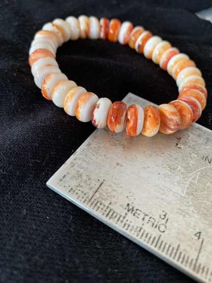 Orange Spiny Oyster 10mm Bead Navajo Stretch Bracelet 11414