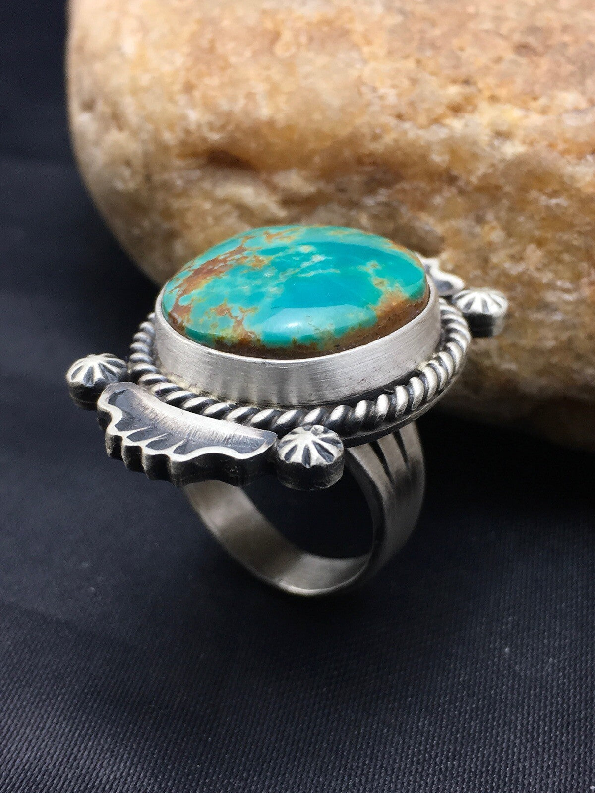 Royston Turquoise Navajo Sterling Silver Native American Ring Size 7 4184