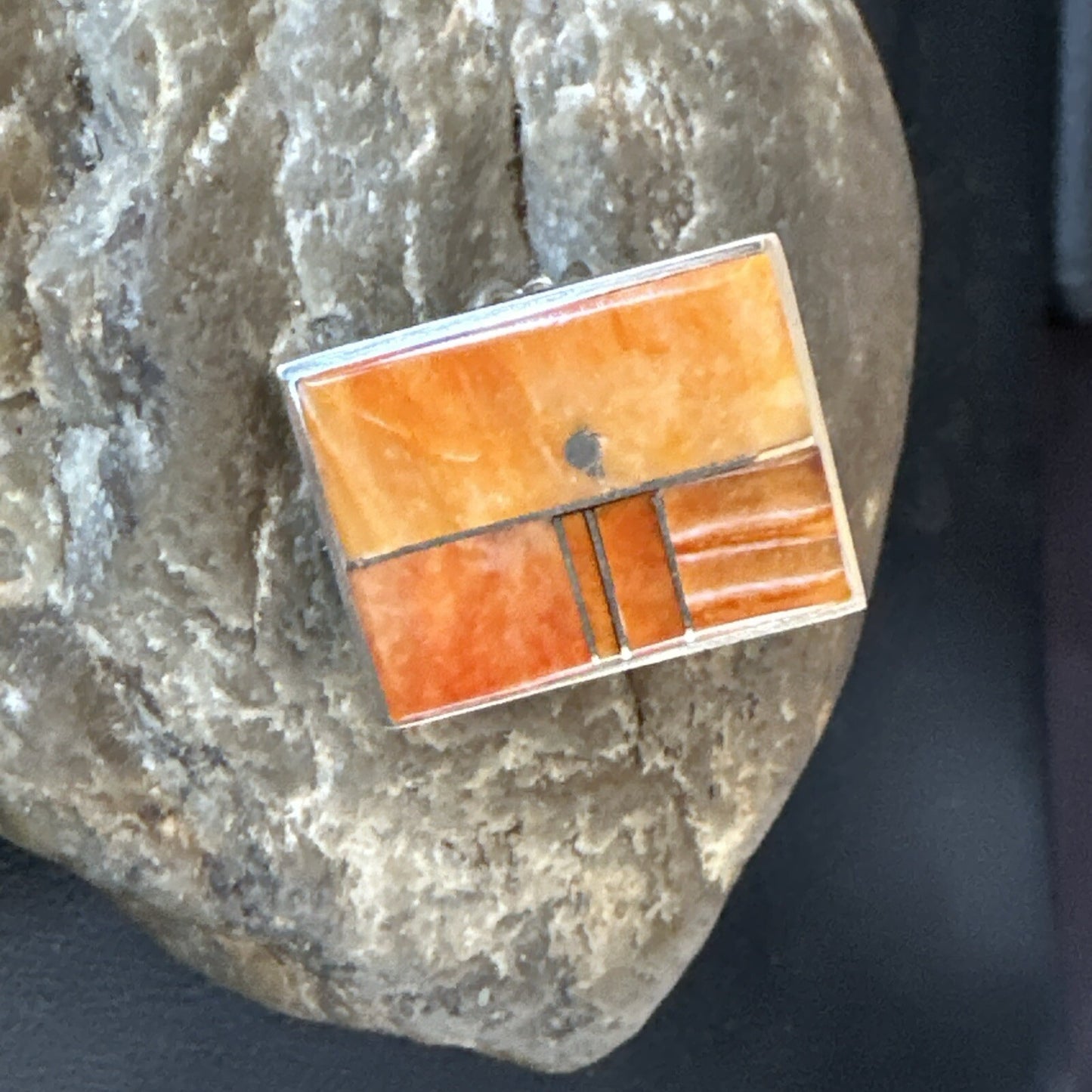Women Orange Spiny Oyster Navajo Sterling Silver Ring Sz 6.5 17797