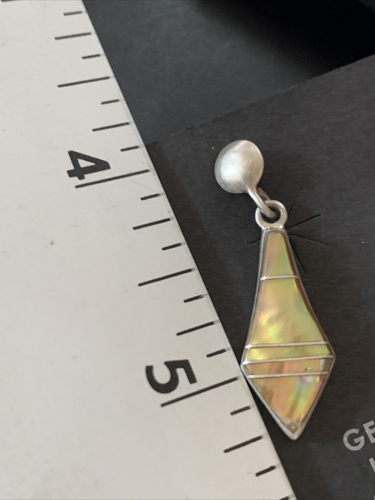 Native Minimalist Navajo Pava Shell Inlay Sterling Silver Earrings 1" 13070