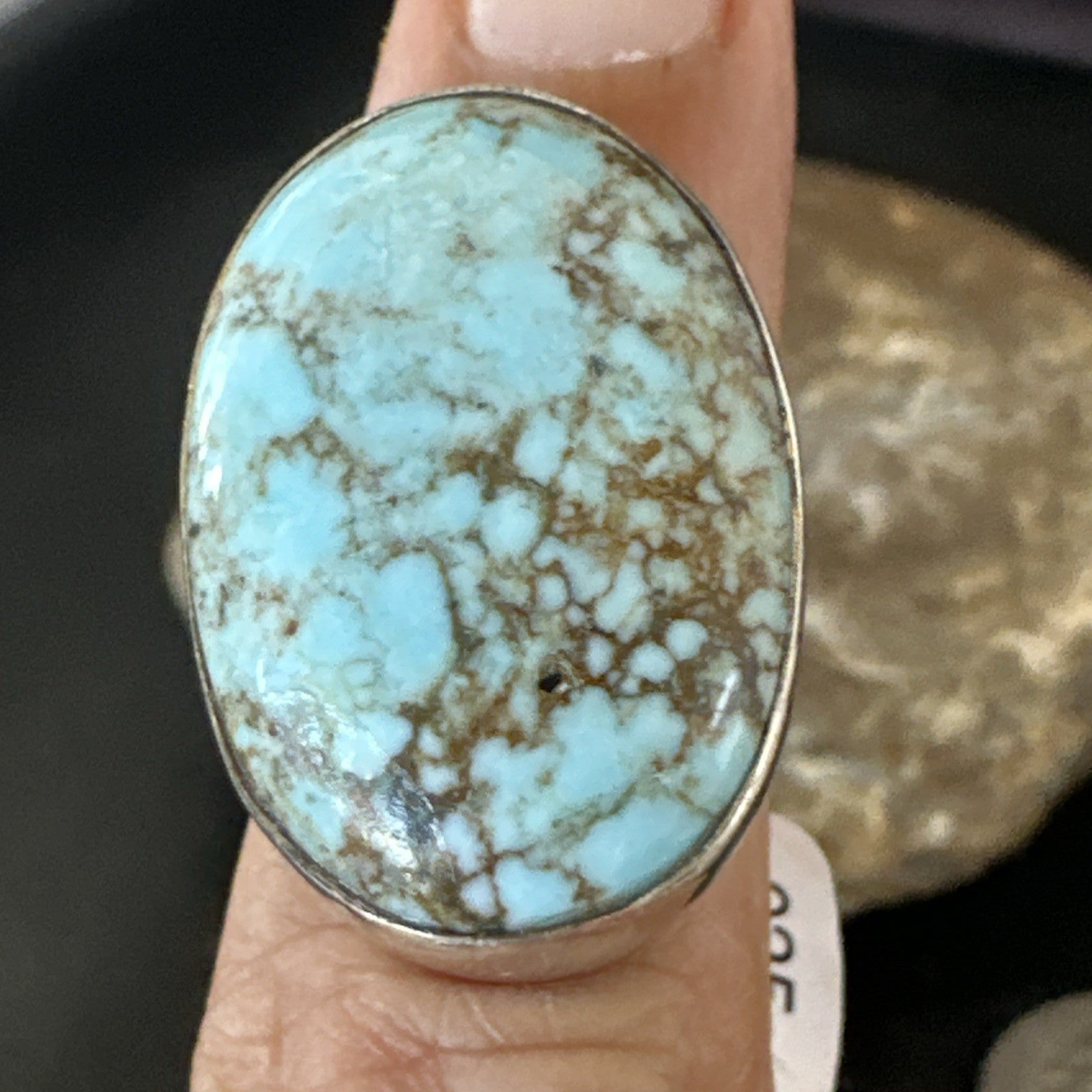Blue Turquoise#8 Southwestern Sterling Silver Ring Size 5 19729