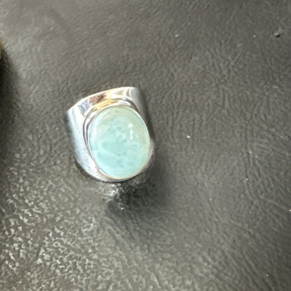 Womens Blue Larimar Navajo Sterling Silver Ring Size 8 17669
