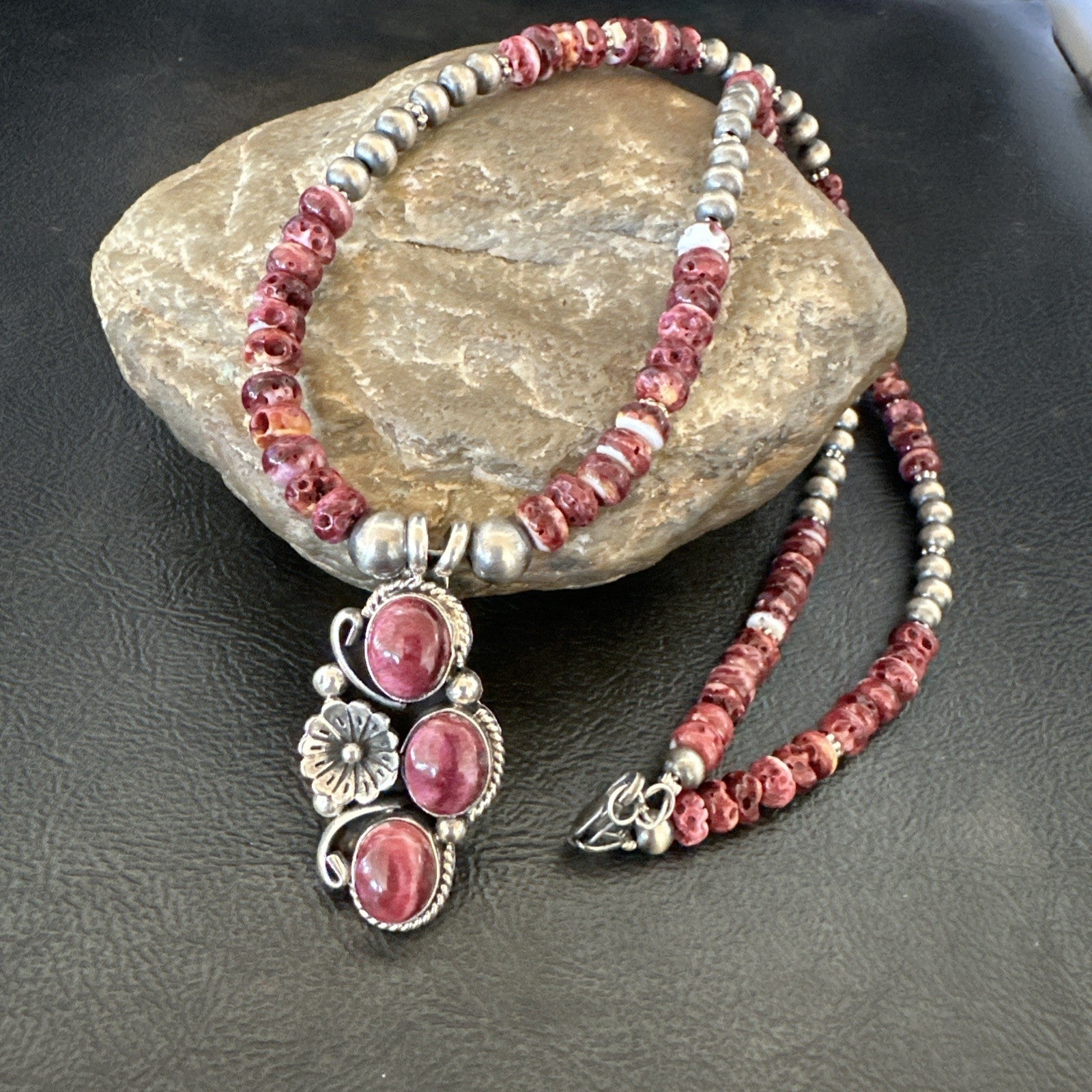 Sterling Purple Spiny Sugilite Pendant Navajo Silver Necklace 19609
