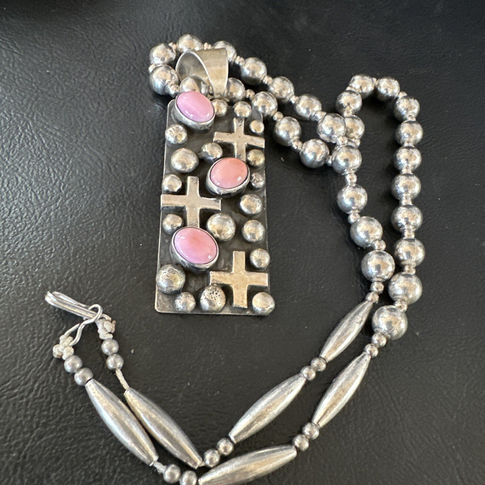 Navajo Pearls Pink Conch Necklace Pendant 19” Native American 15908
