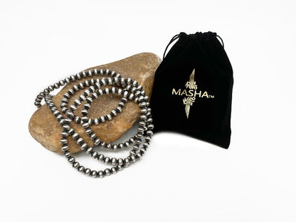 Native American 6mm Sterling Silver Navajo Pearls 48" Single Strand Necklace
