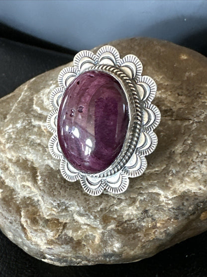 Womens Purple Spiny Oyster Navajo Sterling Silver Adjustable Ring Size 7 19821