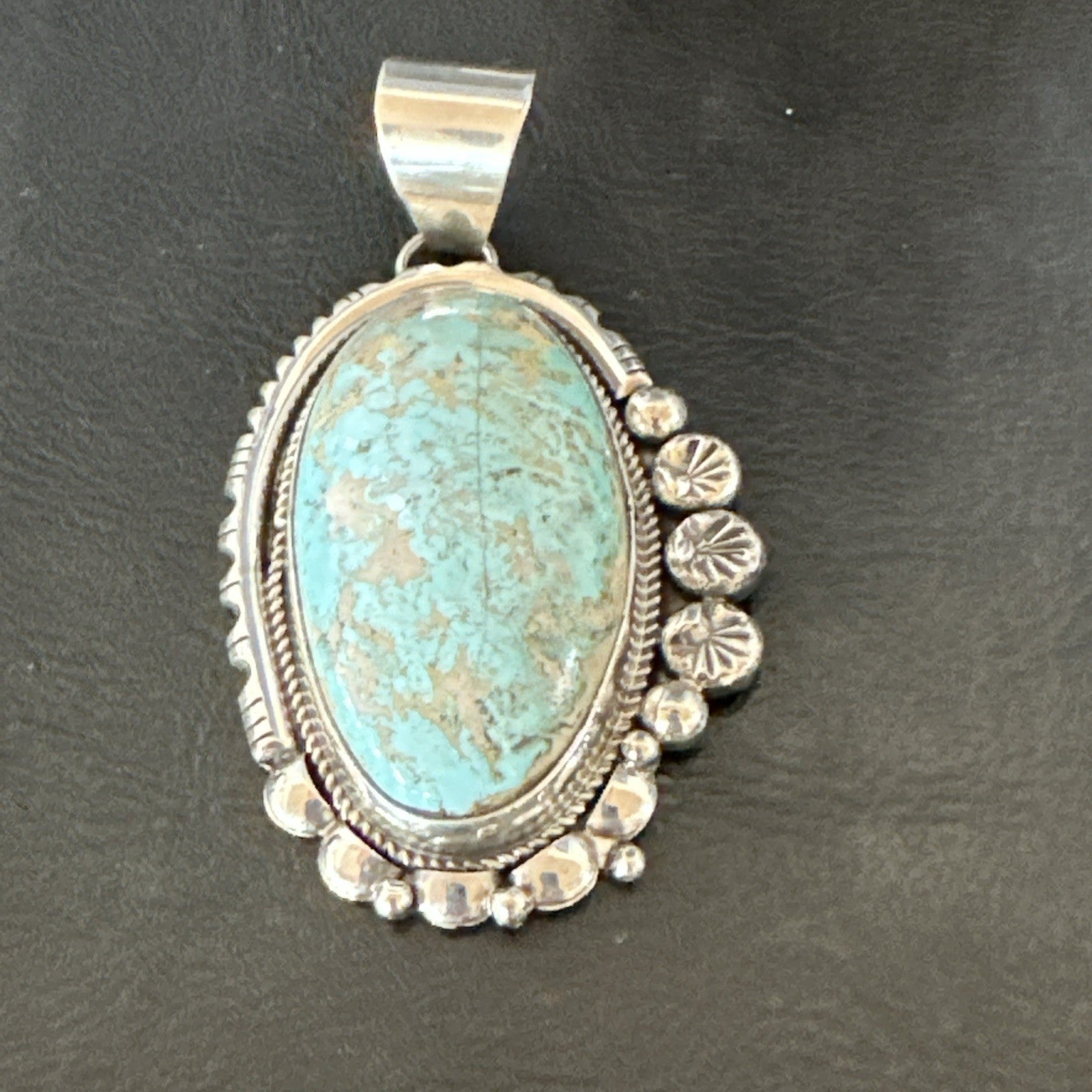 XL Men Women Blue Royston Turquoise Pendant Navajo Sterling Yazzie 19524