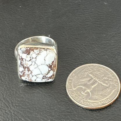 Mens Womens Wild Horse Turquoise Navajo Sterling Silver Ring Sz 7 17346