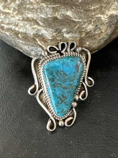 Blue Turquoise Navajo Sterling Silver Ring Size 7 19781