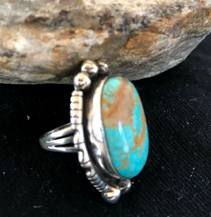 Blue Turquoise #8 Navajo Indian Sterling Silver Ring Size 5.5 3531