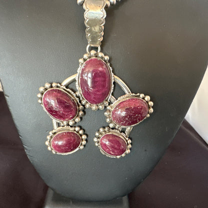 Navajo Purple Spiny Oyster Pendant Necklace Naja Sterling Silver 20" 19029