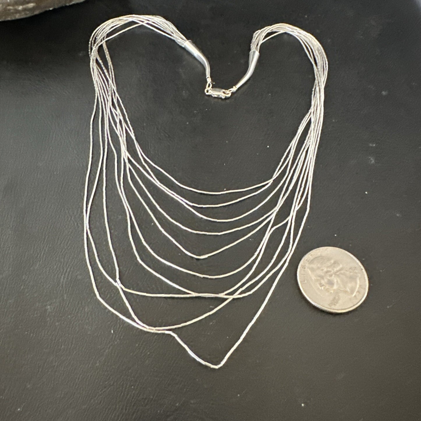Graduated Bib Heishi Liquid All Sterling Silver 10S Necklace 20" 17244