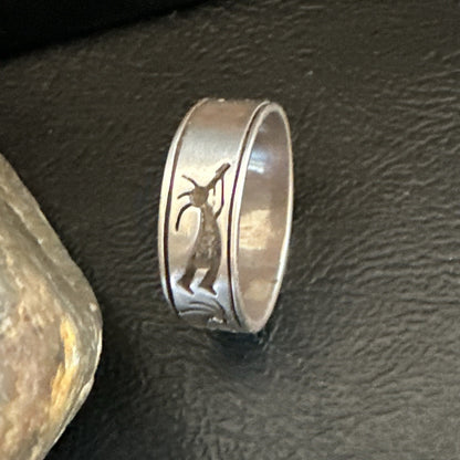 Kokopelli Wedding Band Navajo Sterling Silver Ring Size 9.5 17971