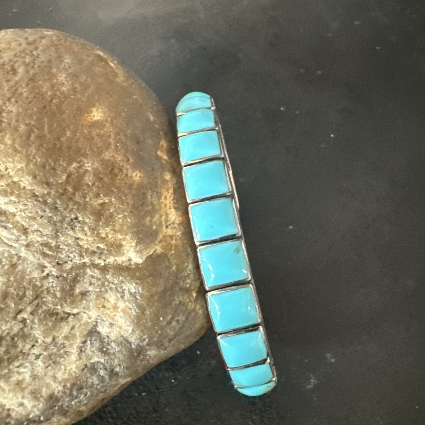 Blue Kingman SB Turquoise Navajo Sterling Silver Cuff Bracelet 6.5" 19069