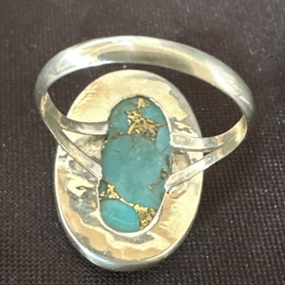 Mohave Native Navajo Sterling Silver Blue Turquoise Ring Sz 8 18243