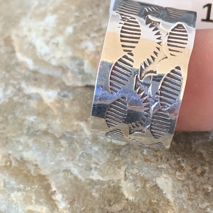 Mens Wide Band Navajo Sterling Silver Ring Size 9 10973N