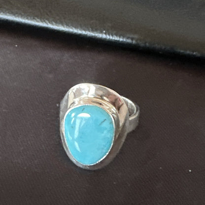 Southwestern Sterling Silver Blue Kingman Turquoise Ring Size 7 18510