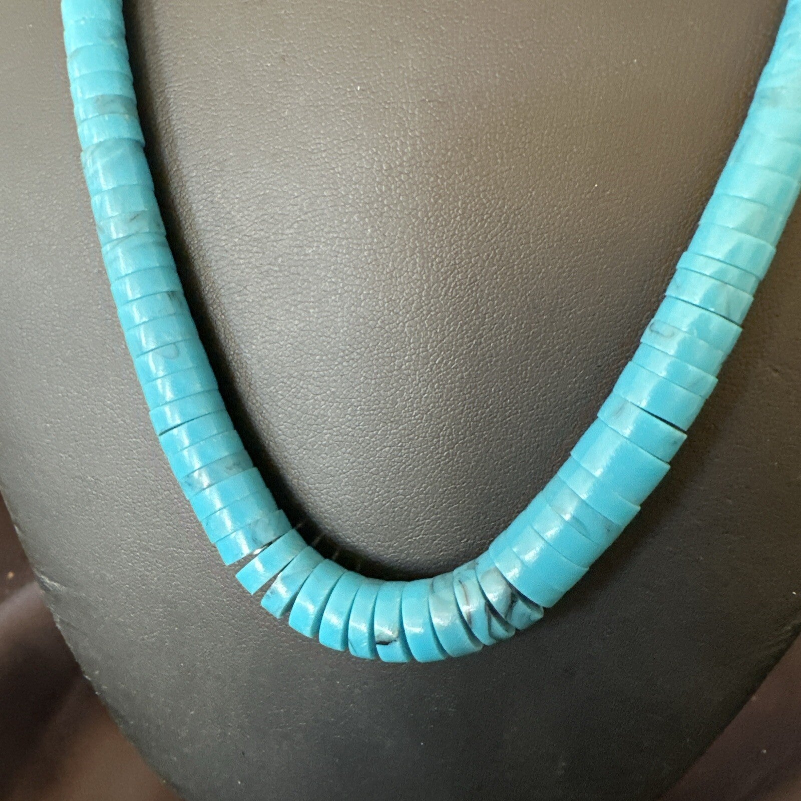 Santo Domingo Stabilized Blue Turquoise 20” Necklace 18469