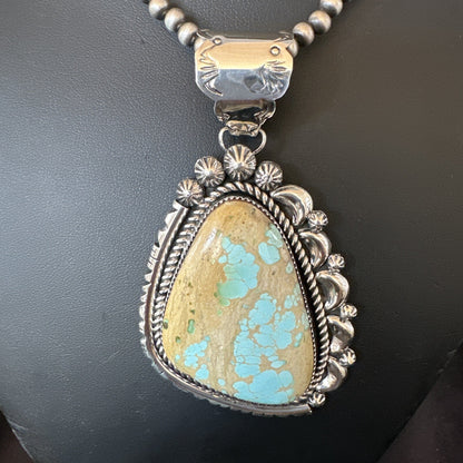 XXL Mens Royston Turquoise Pendant Navajo Pearls Sterling Silver Necklace 18744
