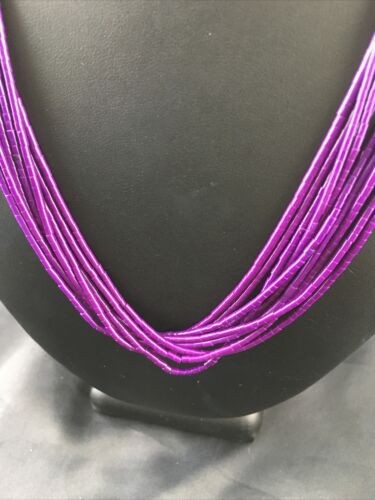 Navajo Sugilite 10 Strand Heishi Necklace | Sterling Silver Tubes 19" 10169