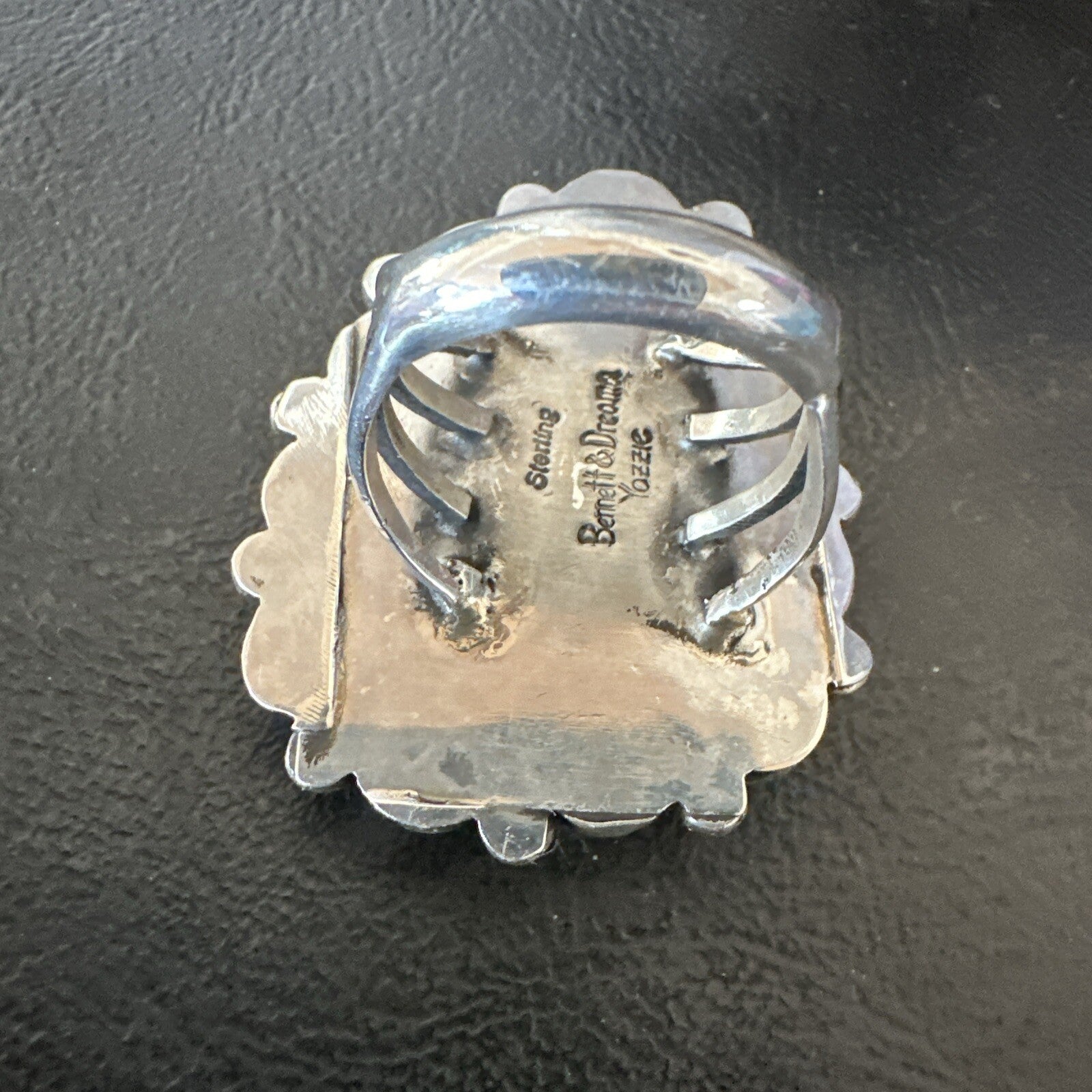 Blue Turquoise White Pearls Navajo Sterling Silver Cluster Ring Size 10.5 18398