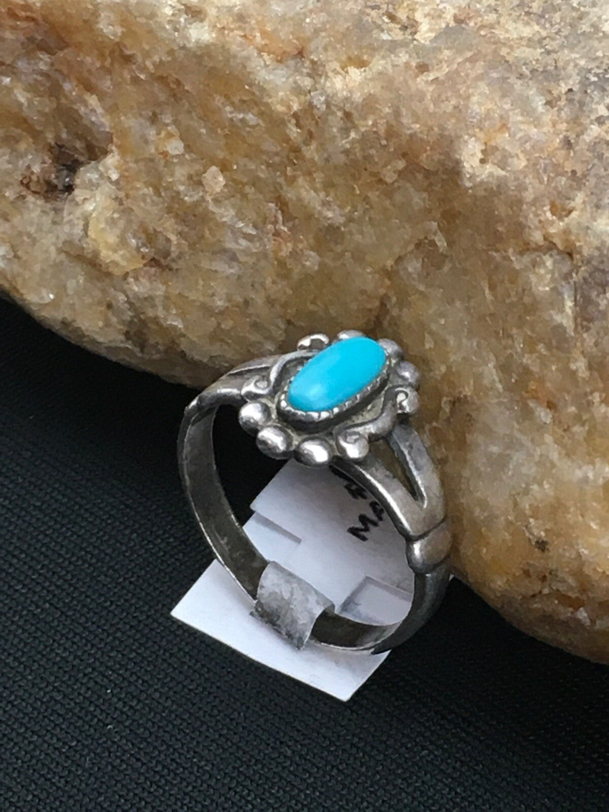 Native American Blue Turquoise Navajo Sterling Silver Ring Size 5.75 04447
