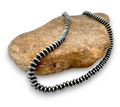 Navajo Rondelles Saucer Flat Bead Necklace 6mm 30" | Sterling Silver | Authentic Native American Handmade | 97630