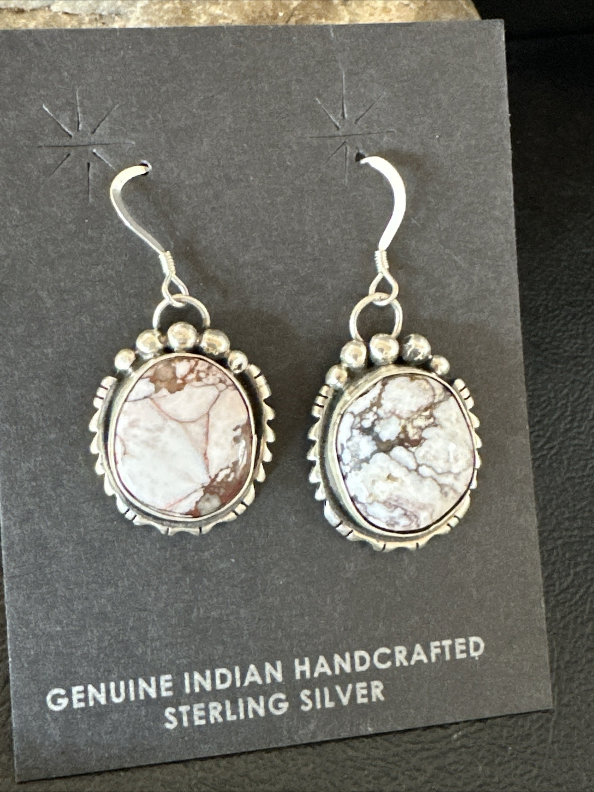 Womens Wild Horse Turquoise Navajo Sterling Silver Dangle Earrings 17706