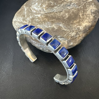 Men WoMens Blue Lapis Lazuli Navajo Sterling Silver Cuff Bracelet 19073