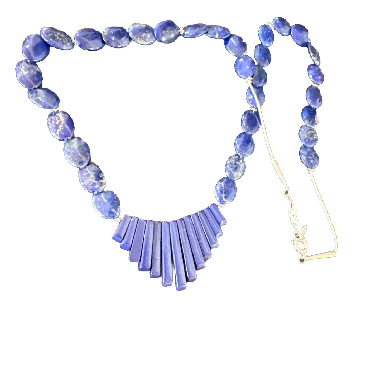 Mens Womens Lapis Lazuli Navajo Sterling Silver 23” Necklace 17748