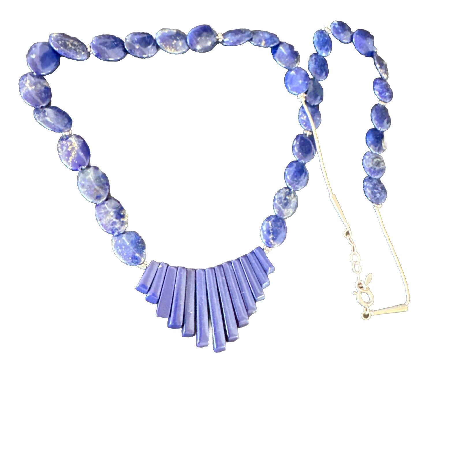 Mens Womens Lapis Lazuli Navajo Sterling Silver 23” Necklace 17748