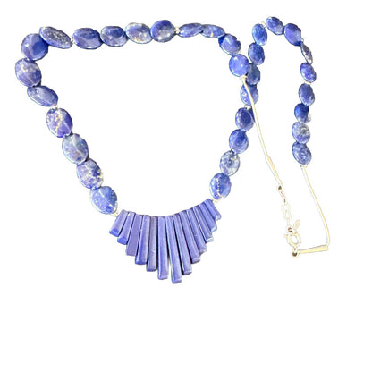 Mens Womens Lapis Lazuli Navajo Sterling Silver 23” Necklace 17748