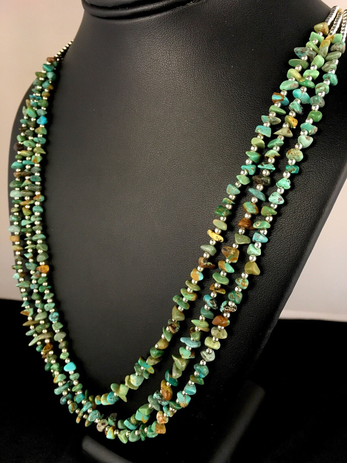 Native Nugget Turquoise Santo Domingo 3 Strand Necklace & Bracelet Set8762
