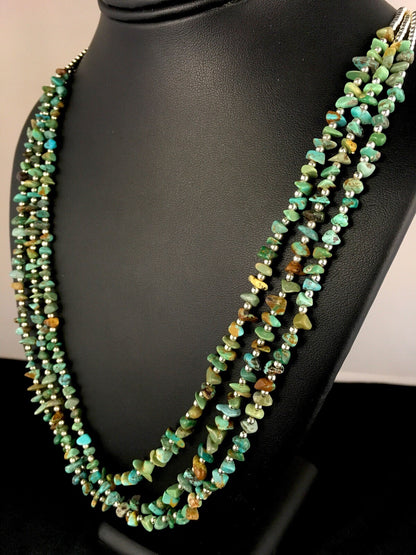 Native Nugget Turquoise Santo Domingo 3 Strand Necklace & Bracelet Set8762