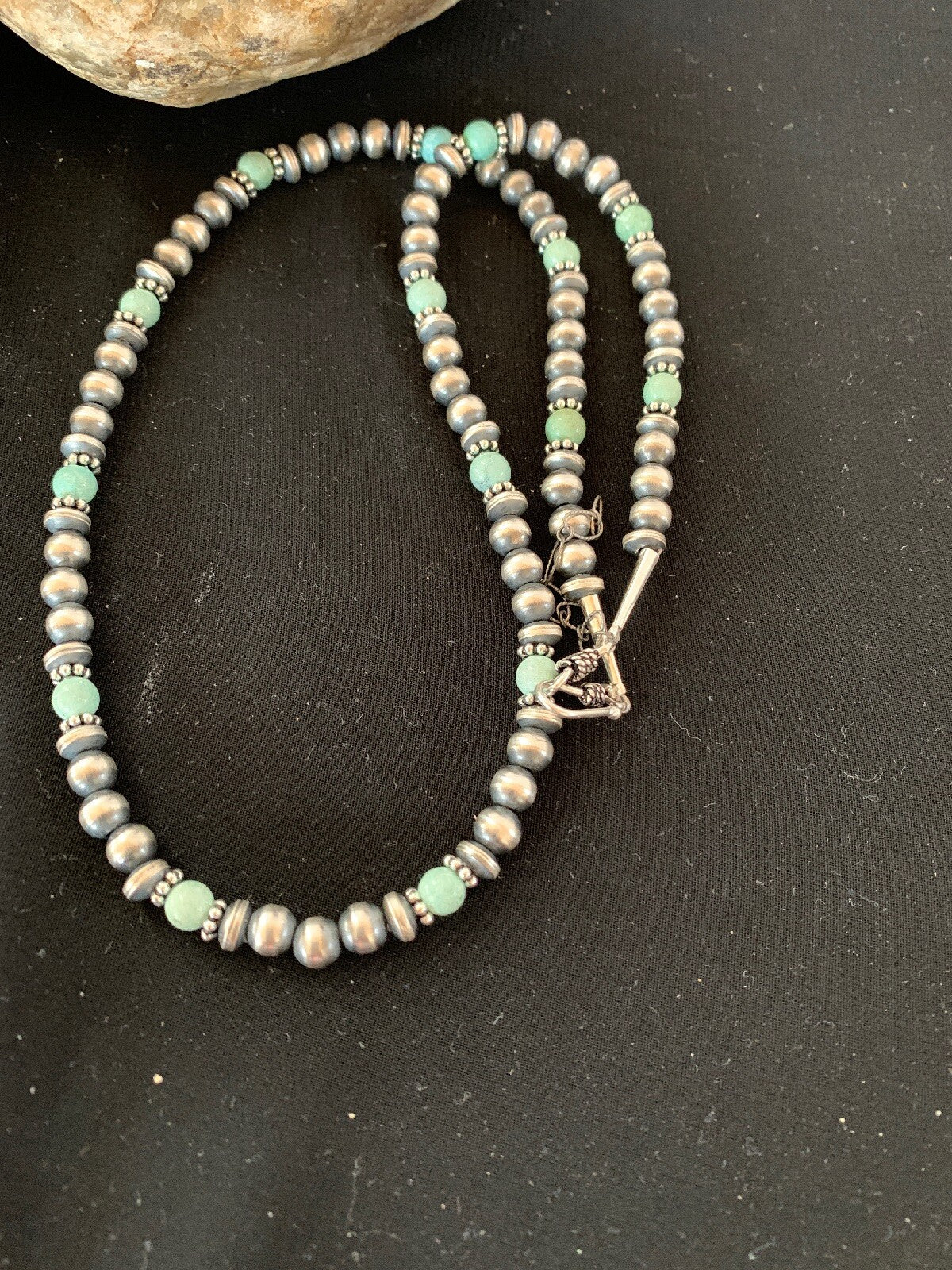 Navajo Pearls Sterling DRY CREEK Turquoise Bead Necklace 22" Sale 13310