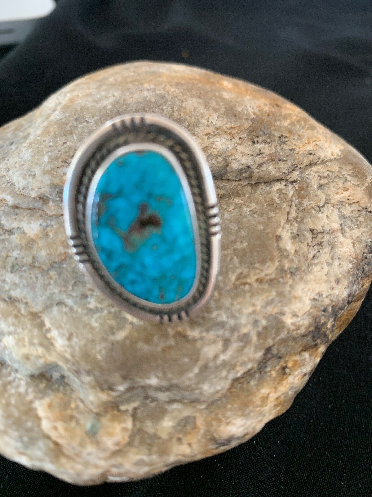 Native Kingman Turquoise Navajo Sterling Silver Old Pawn Ring Sz 4.5 4020
