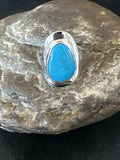 Women's Blue Kingman Turquoise Ring Size 7.5 | Sterling Silver | Authentic Native American Handmade | 17685